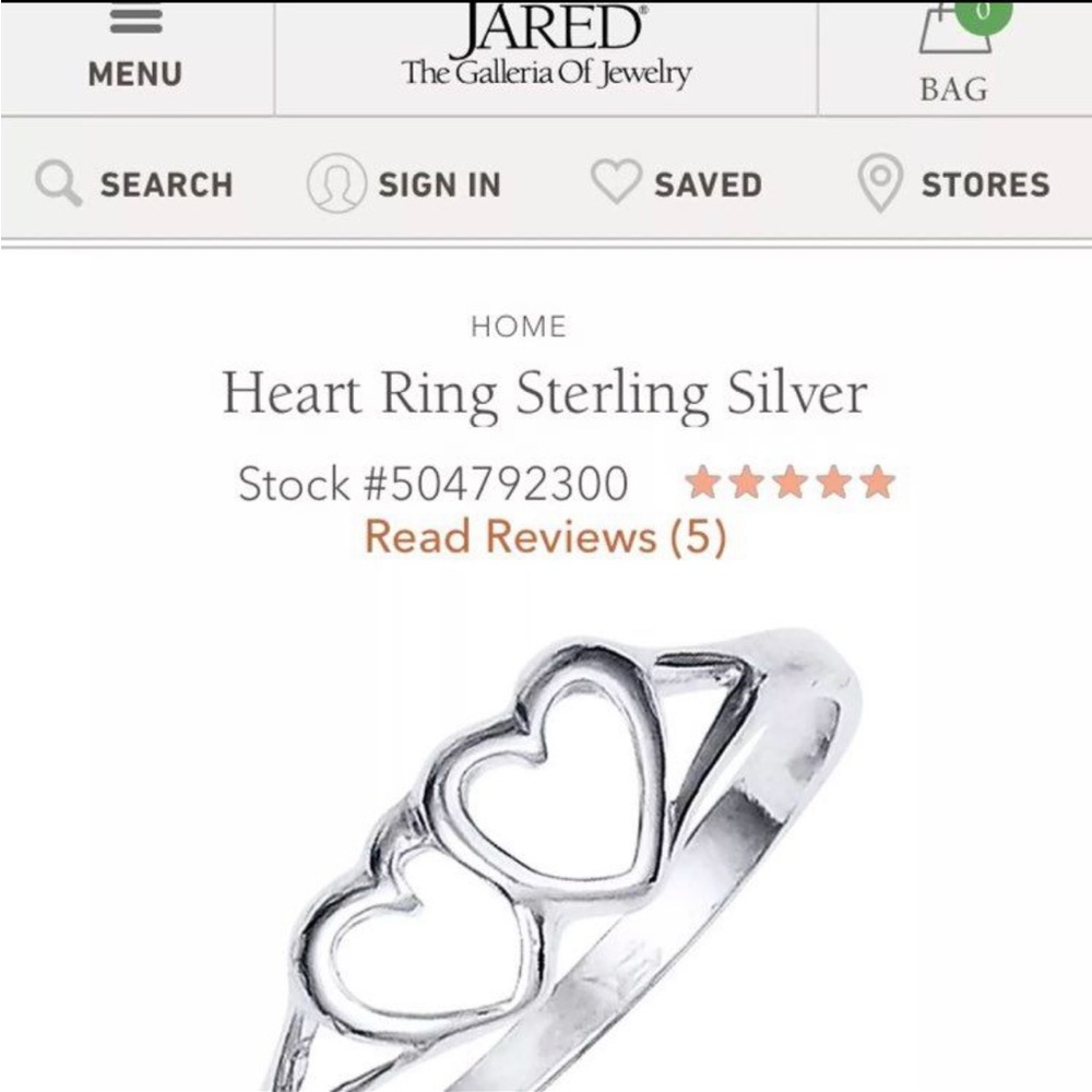 Valentines sterling silver heart ring 6 - Jared